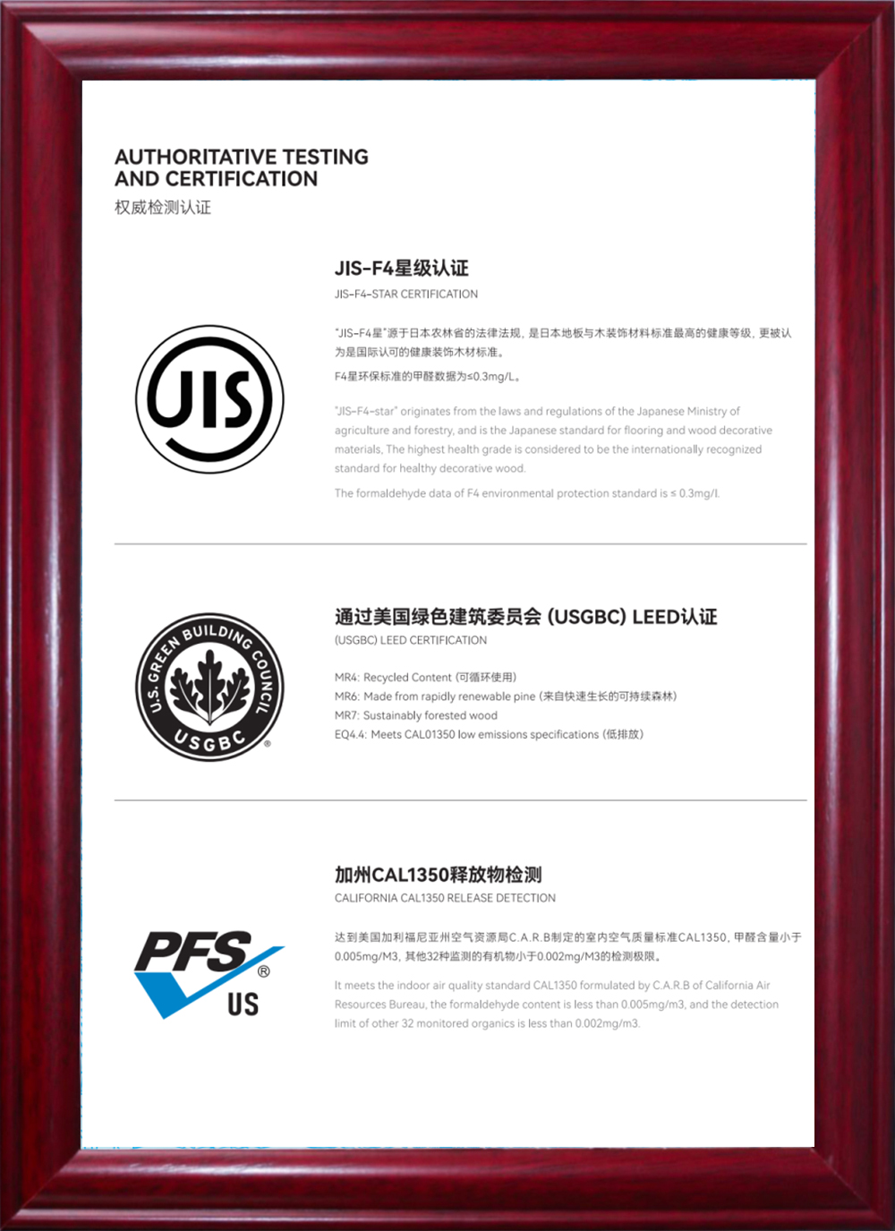 JIS-F4 star certification